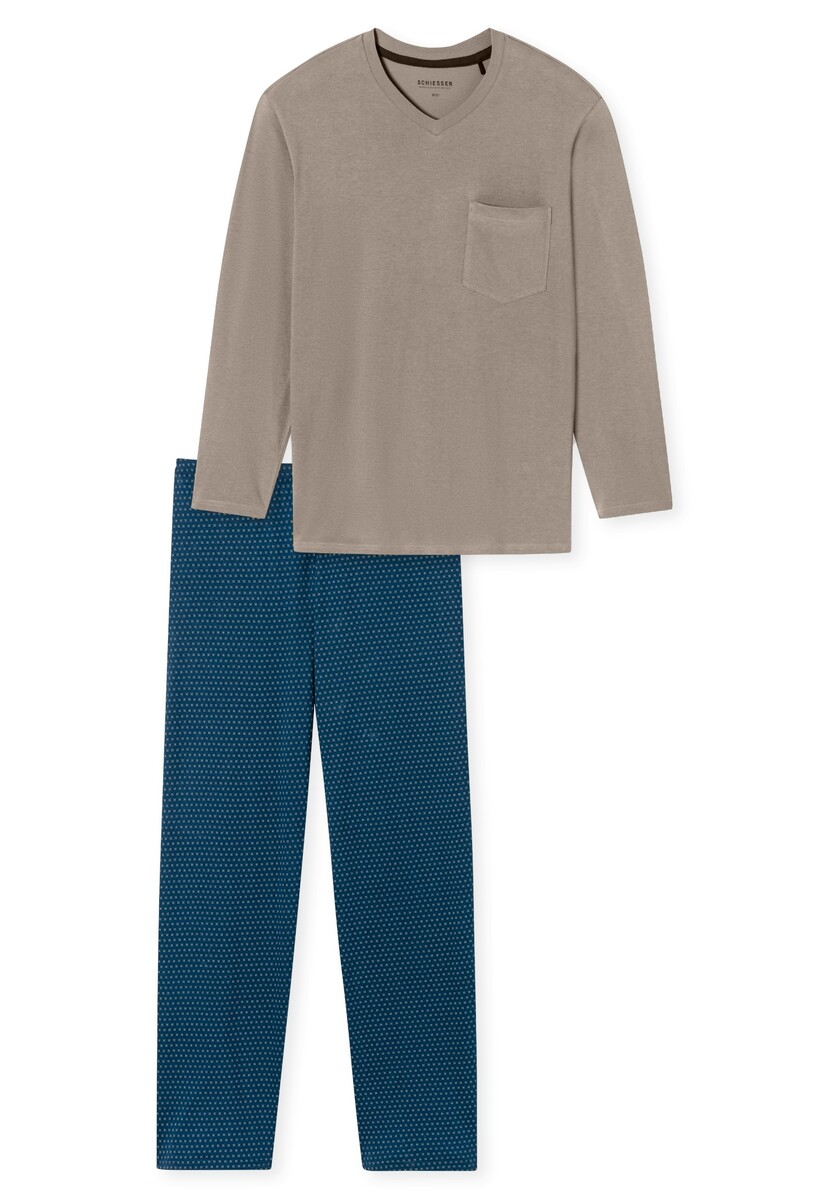 Schiesser heren pyjama - Bruin - Comfort Fit