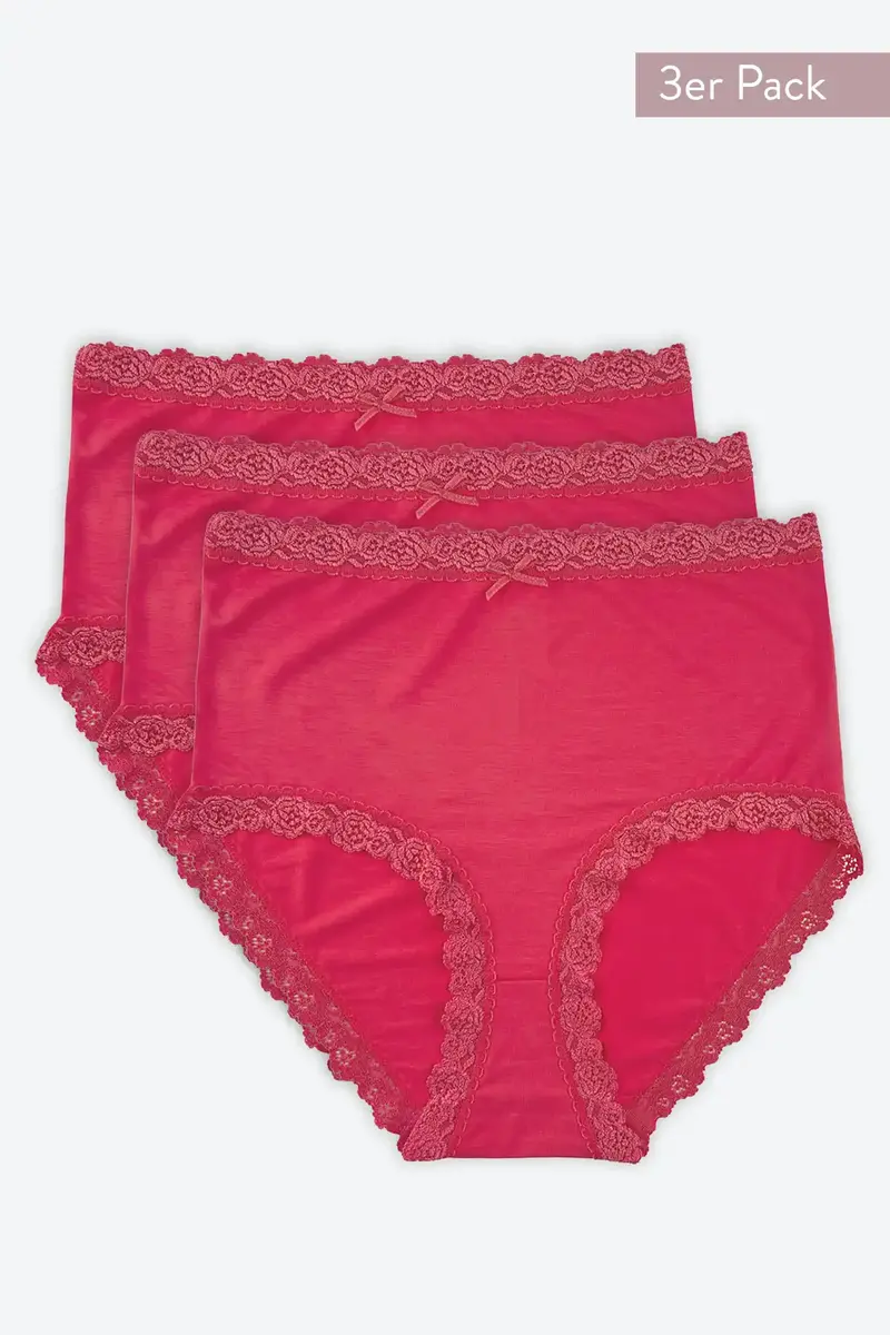 Nina von C 3-pack dames Tailleslip - Kant - Colours - Dames onderbroeken modal - Vrolijke kleuren