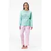 Gaubert dames pyjama -  katoen - katoenen dames nachtkleding goedkoop - Copy - Roze/Groen