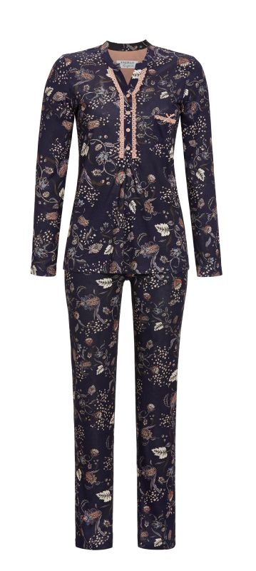Ringella Dames Pyjama - donkerblauw met bloemenprint Ringella Dames Pyjama - donkerblauw met bloemenprint