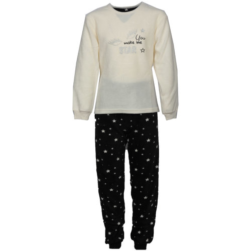 Cocodream velours meisjes pyjama - Stars - Creme Cocodream velours meisjes pyjama - Stars - Creme
