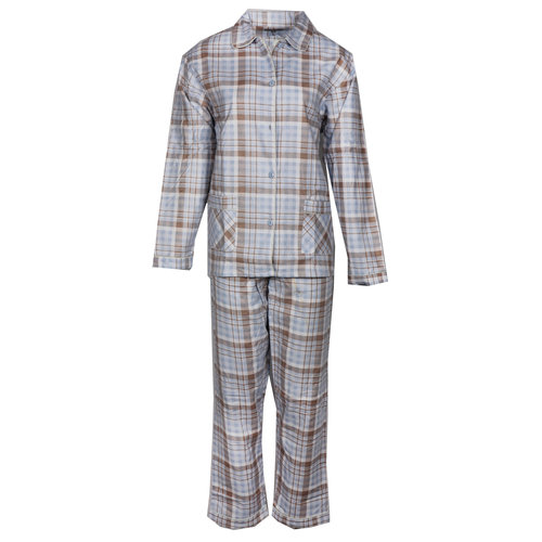 Cocodream dames pyjama Flanel doorknoop - Blue Square Cocodream dames pyjama Flanel doorknoop - Blue Square