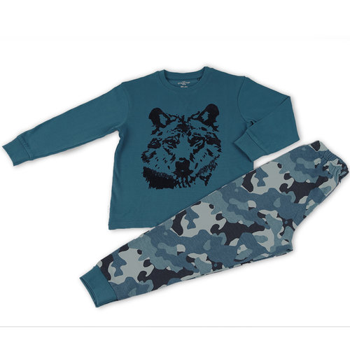 Frogs & Dogs jongens pyjama - Wolf - Blauw Frogs & Dogs jongens pyjama - Wolf - Blauw