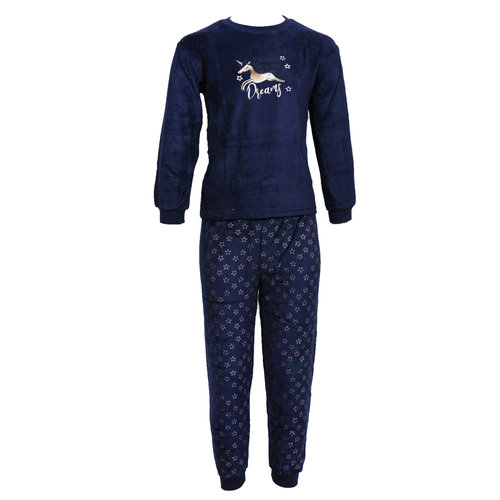 Cocodream velours meisjes pyjama - "Dreams" - Donkerblauw Cocodream velours meisjes pyjama - "Dreams" - Donkerblauw