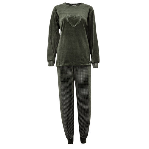 Lunatex velours meisjes pyjama - 4034 - Green Hearts Lunatex velours meisjes pyjama - 4034 - Green Hearts