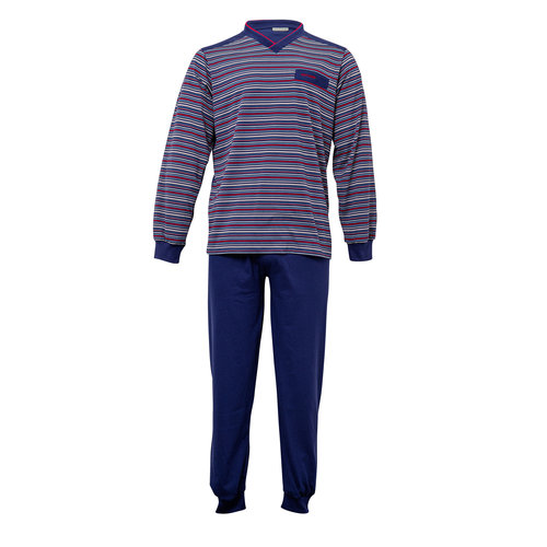 Gentlemen heren pyjama - Katoen - 4184 - DarkBlue - V-hals Gentlemen heren pyjama - Katoen - 4184 - DarkBlue - V-hals