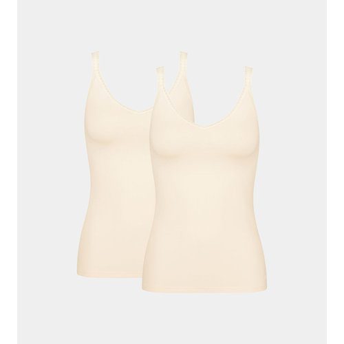 Sloggi 2-pack dames hemd Basic GO smalle band - Creme Sloggi 2-pack dames hemd Basic GO smalle band - Creme