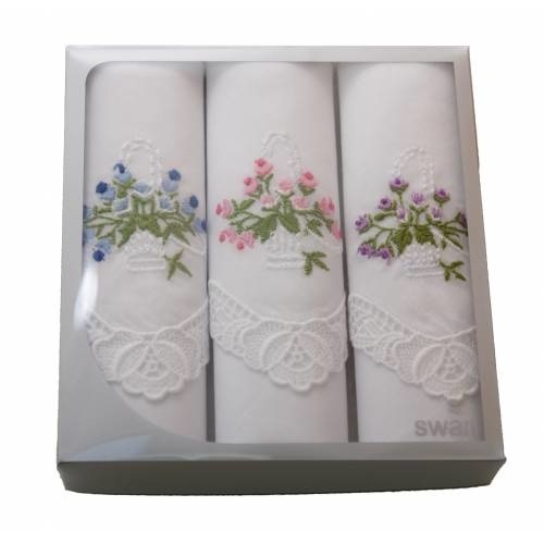 Neuken haalbaar reinigen Swan Dames zakdoeken borduur kant 3-pak online kopen bij Sliponline -  Zakdoekwinkel