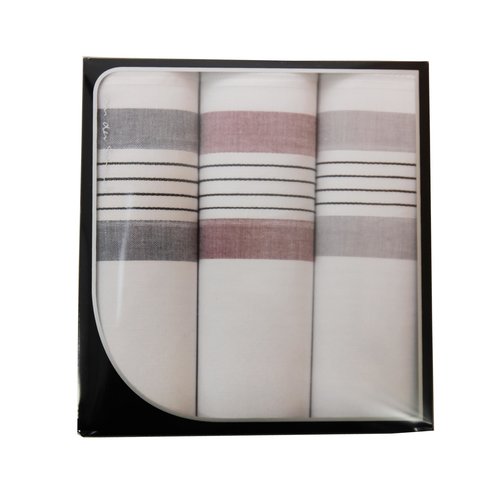 Van der Spruit Swan Heren zakdoeken wit/streep 3 stuks Van der Spruit Swan Heren zakdoeken wit/streep 3 stuks