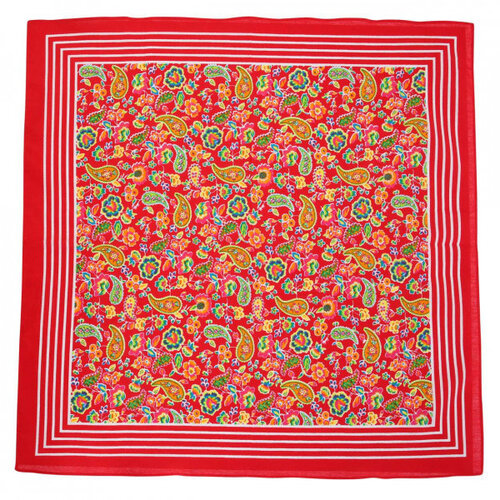 Merkloos Boeren zakdoek Paisley rood 55 x 55 cm