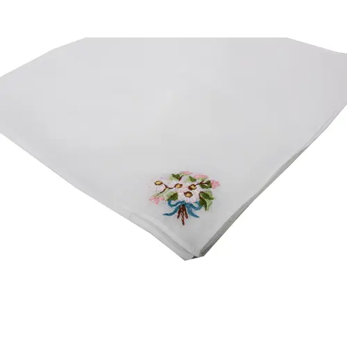 Dames zakdoeken wit - bloemen embleem