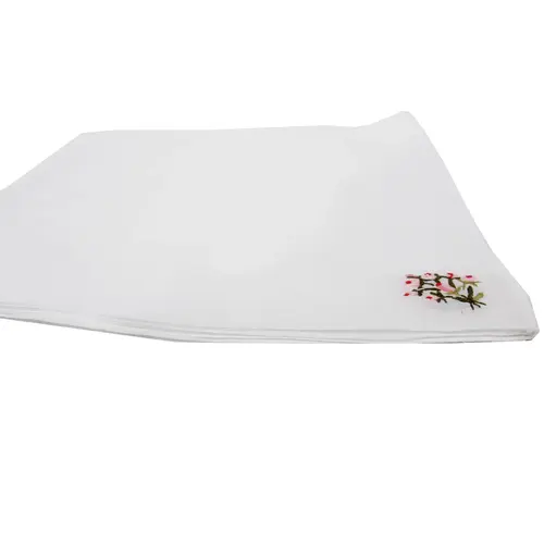 Dames zakdoeken wit - bloemen embleem