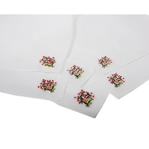 Dames zakdoeken wit - bloemen embleem Dames zakdoeken wit - bloemen embleem