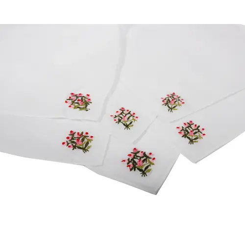 Dames zakdoeken wit - bloemen embleem