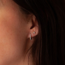 BLOSSOM White Gold Round Diamond Hoop Earrings