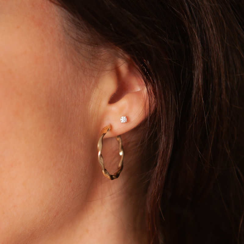 Gold Boho Twist Hoop Earrings