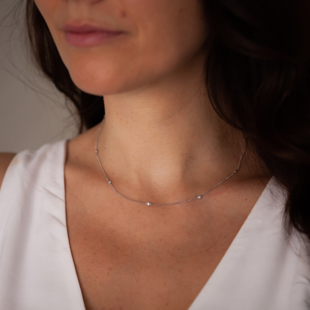 LUNA White Gold Octagon Diamond Necklace