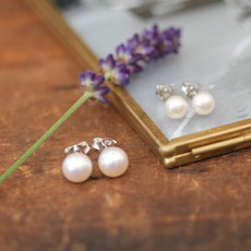 GATSBY Silver White Freshwater Pearl Earrings