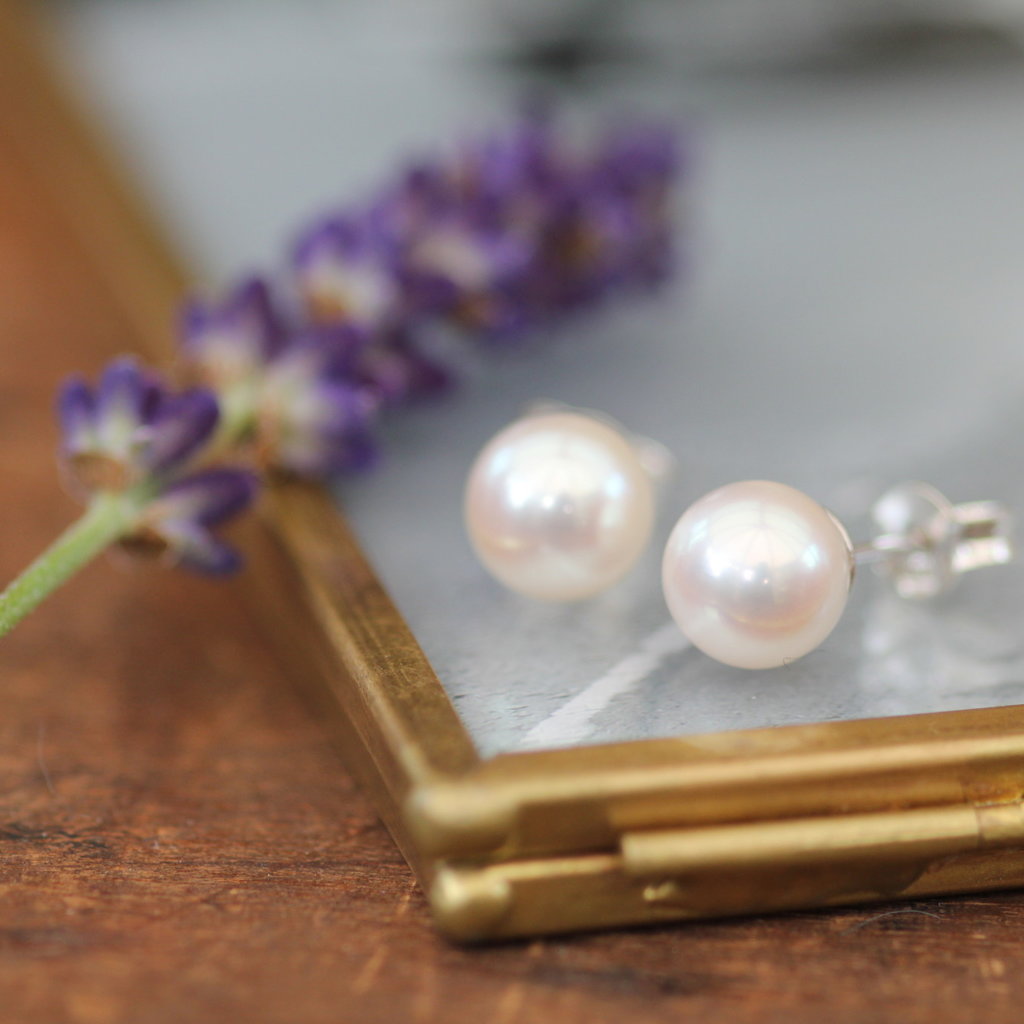 GATSBY Silver White Freshwater Pearl Earrings