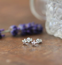 White Gold Star Earrings