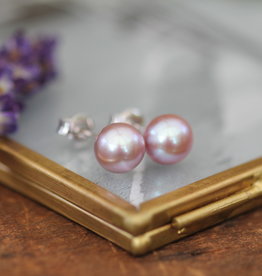 GATSBY Silver Blush Freshwater Pearl Stud Earrings