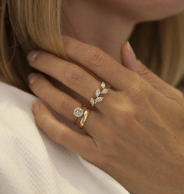BLOSSOM Gold Marquise Diamond Leaf Ring
