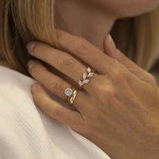 BLOSSOM Gold Marquise Diamond Leaf Ring