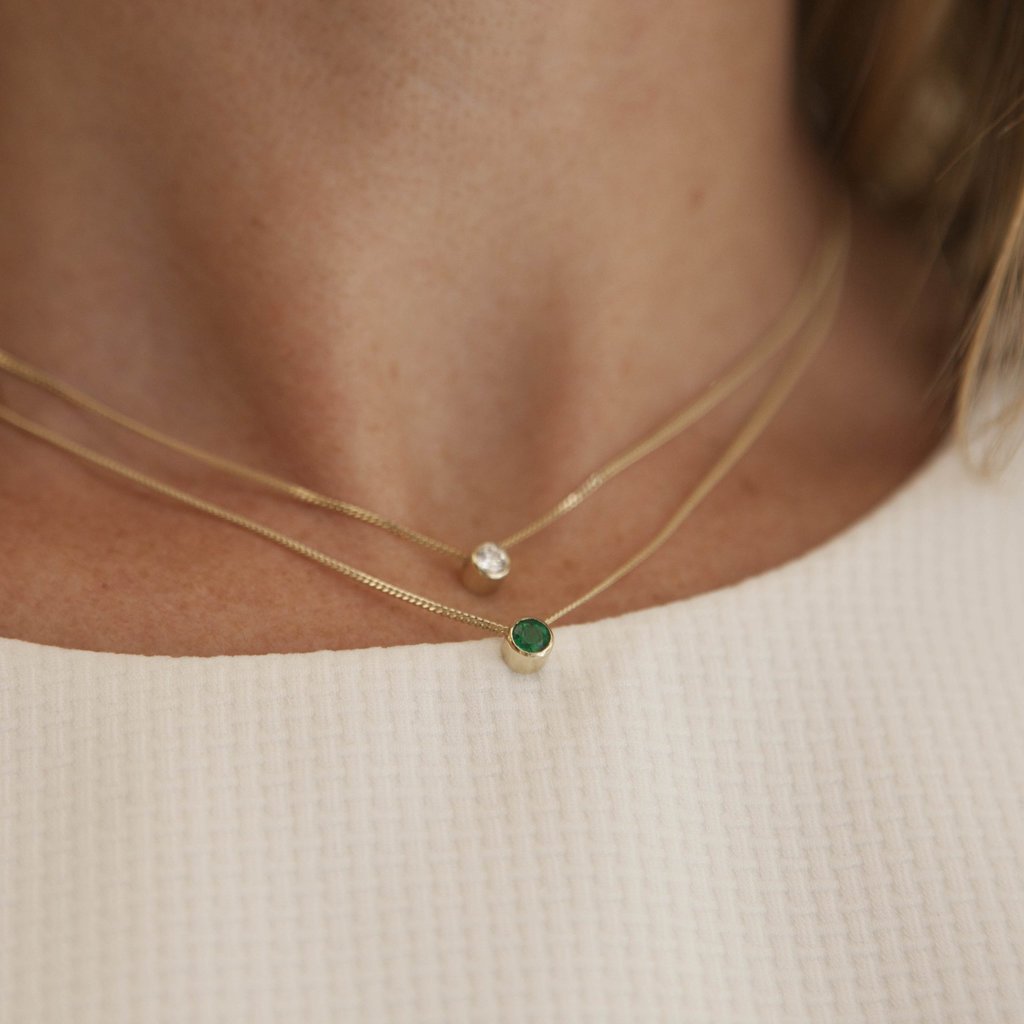 Delicate emerald store necklace