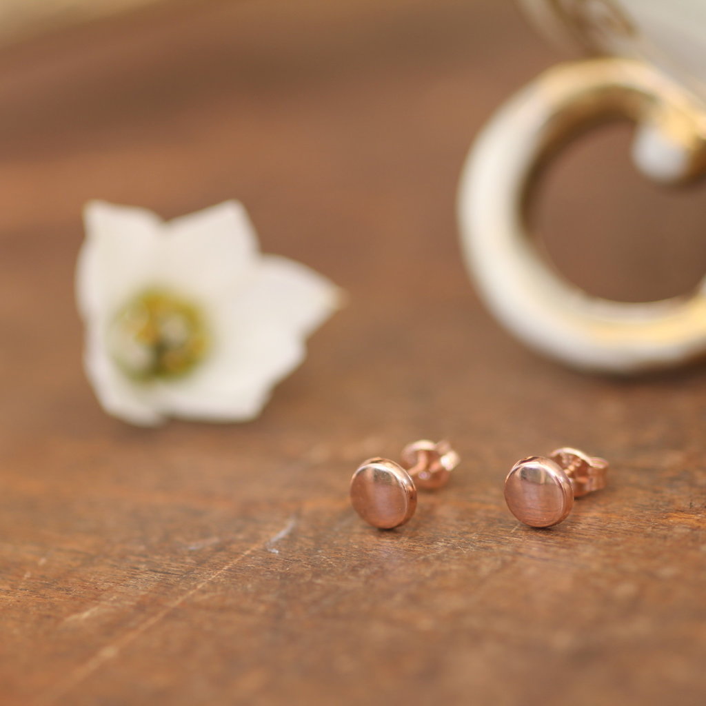 Rose Gold Petite Button Earrings