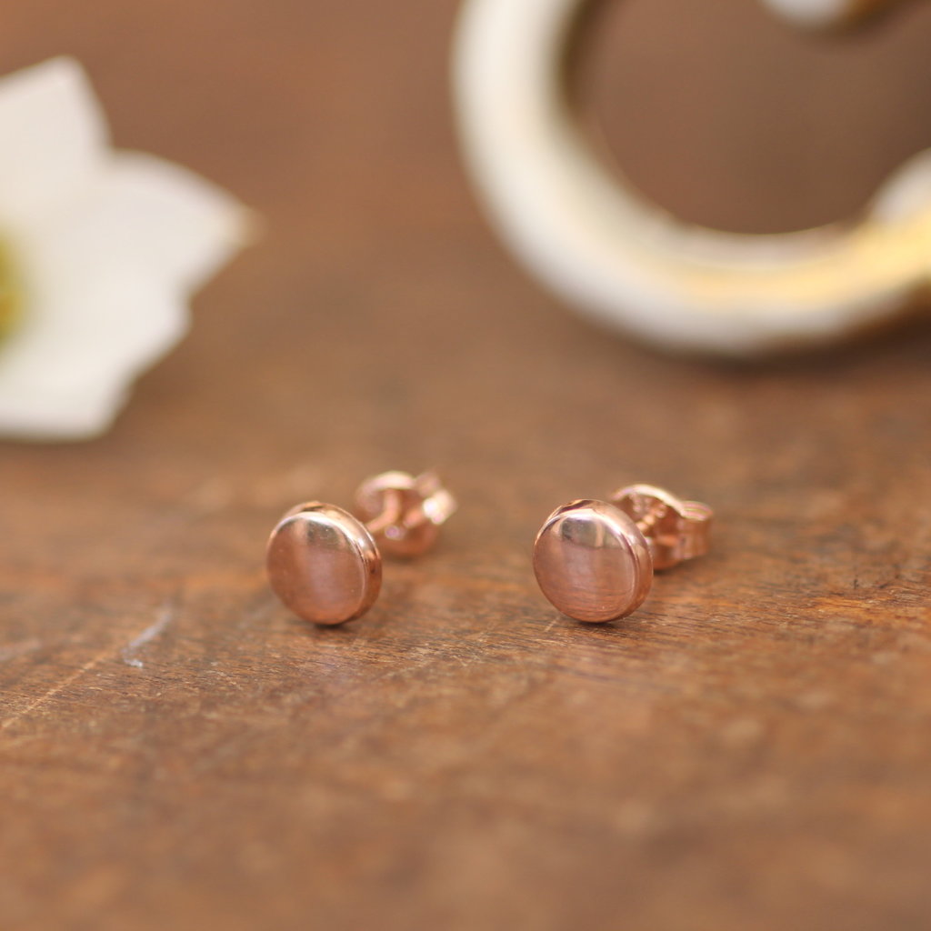 Rose Gold Petite Button Earrings