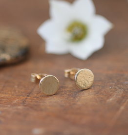 Gold Hammered Button Earrings