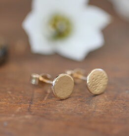 Gold Hammered Button Earrings