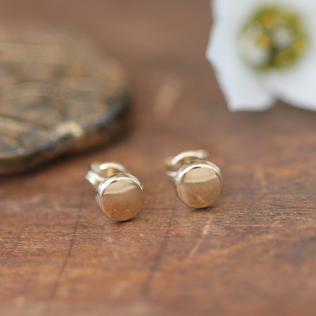 Gold Button Earrings