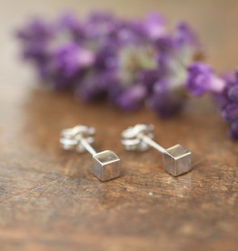 White Gold Cube Earrings