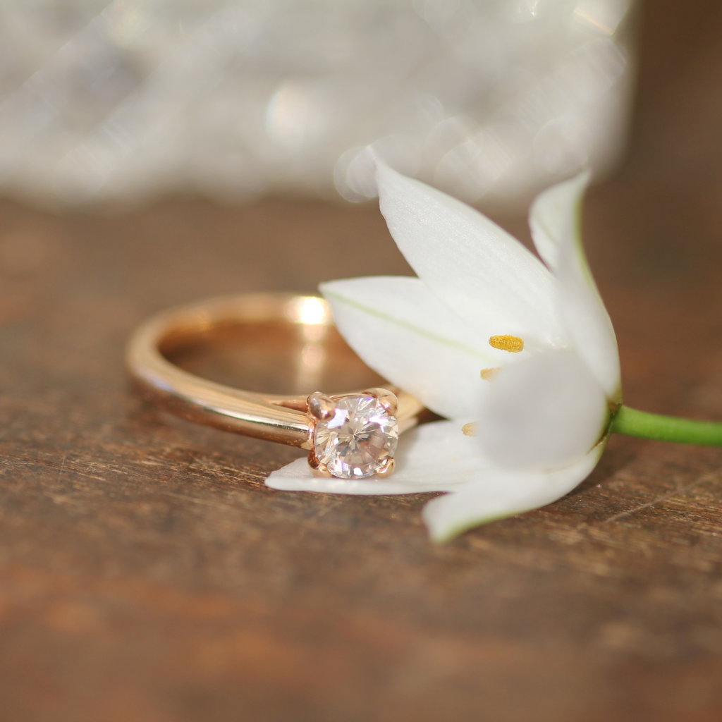 KENSINGTON Rose Gold Blush Diamond Solitaire Ring