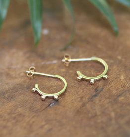 Gold Evelyn Tri Beaded Hoop Earrings