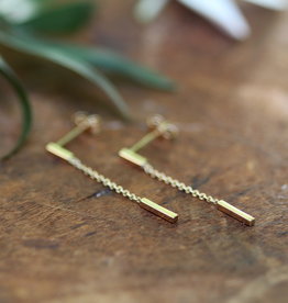Gold Bar Chain Drop Earrings