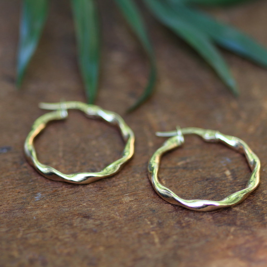 Gold Boho Twist Hoop Earrings