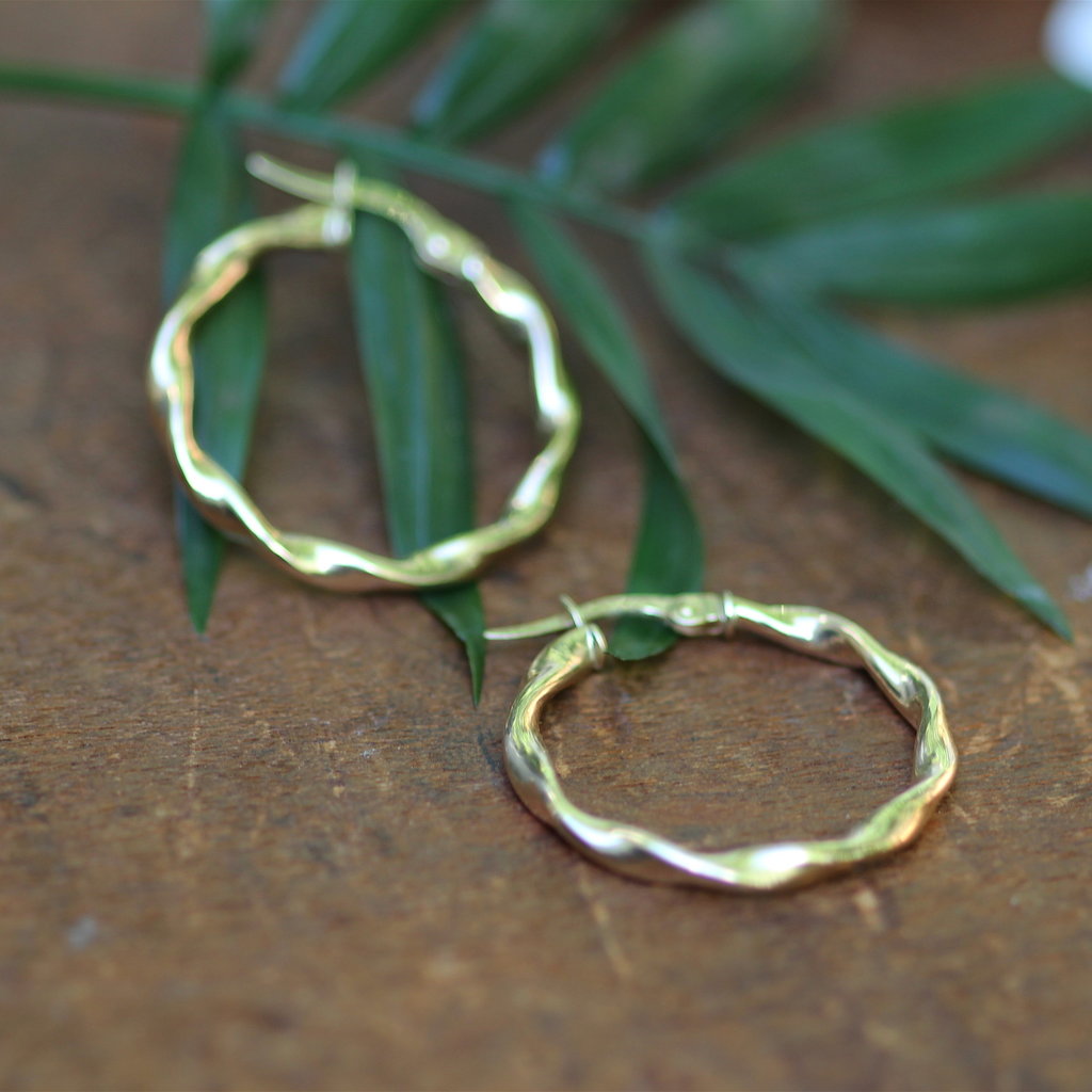 Gold Boho Twist Hoop Earrings