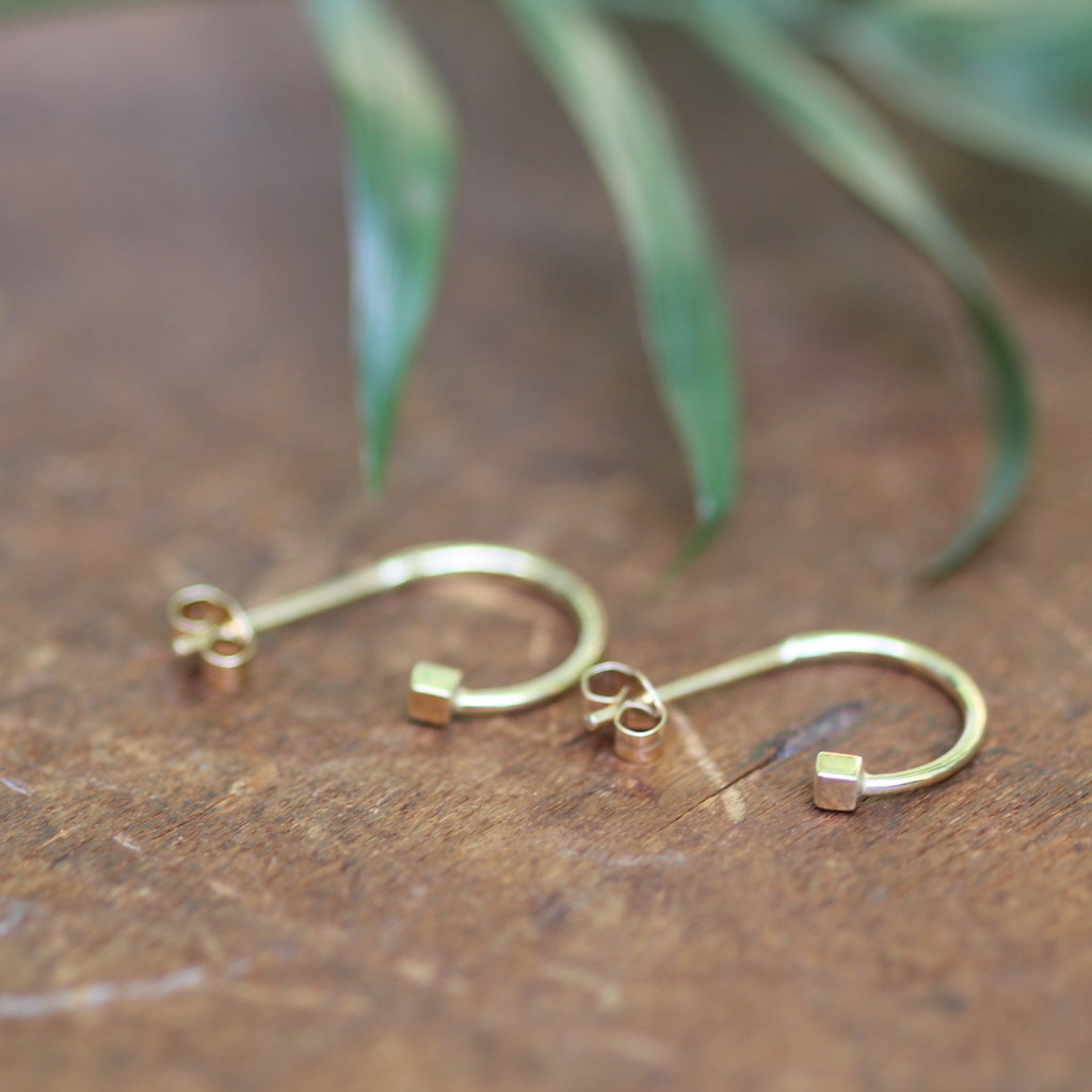 Gold Evelyn Cube Hoop Earrings