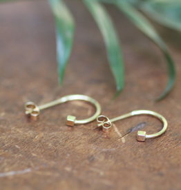 Gold Evelyn Cube Hoop Earrings