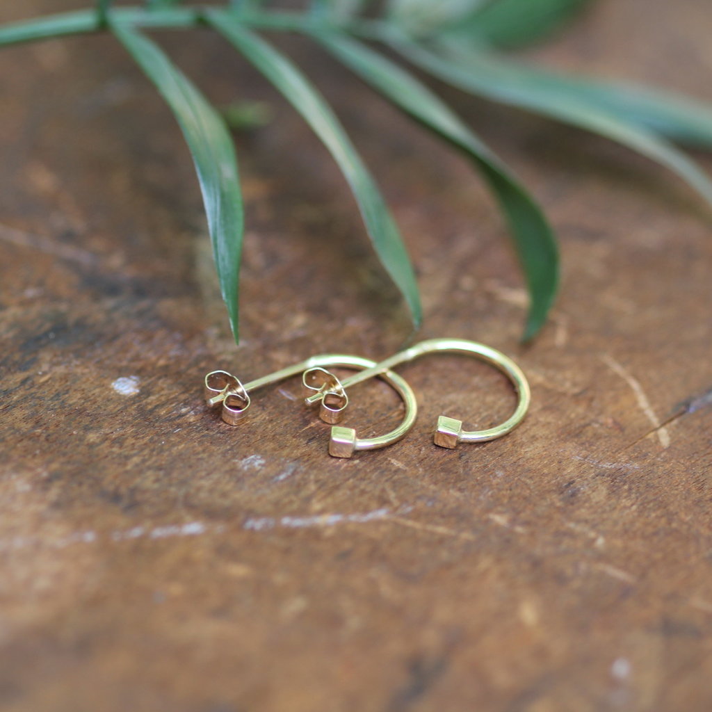 Gold Evelyn Cube Hoop Earrings