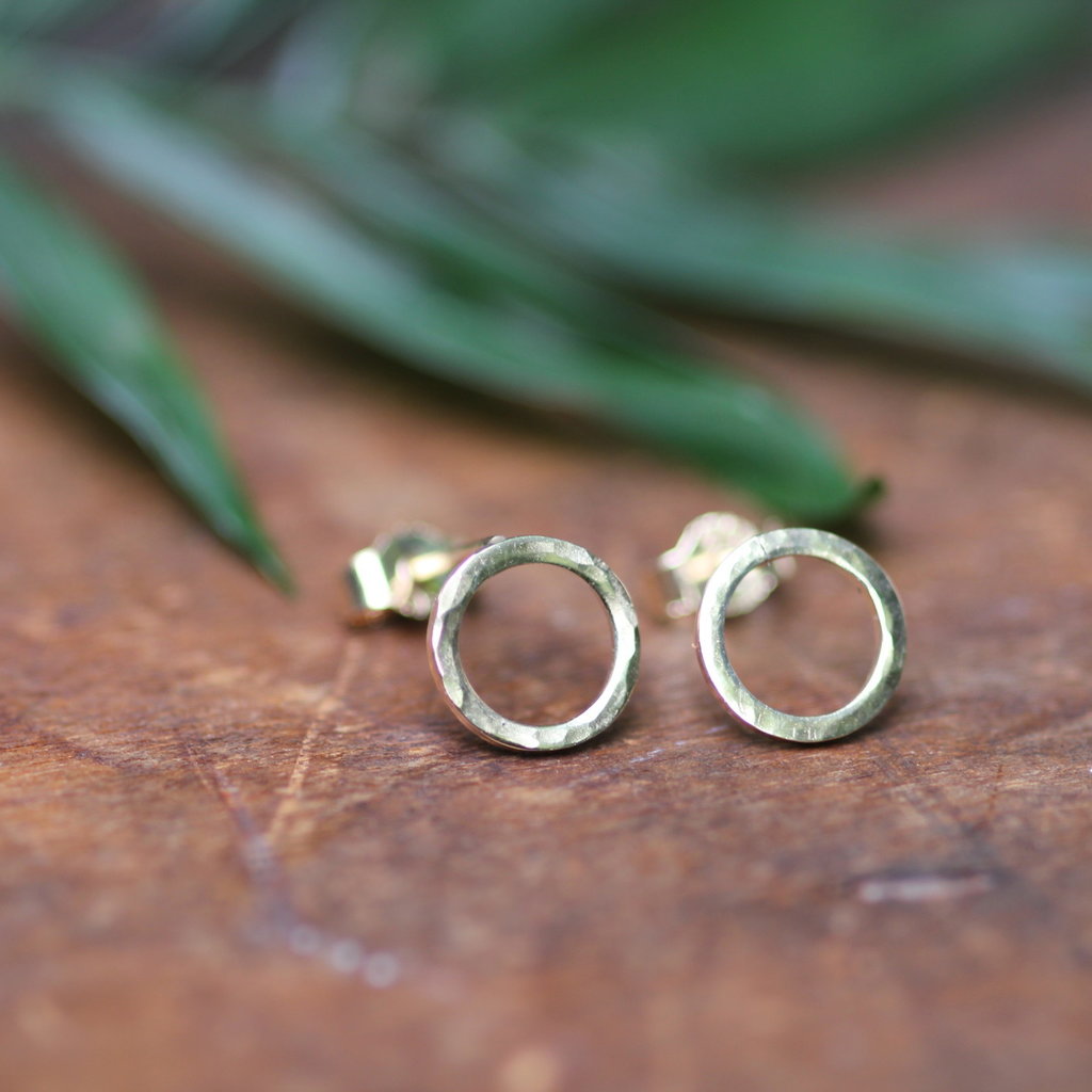 Gold Hammered Solar Earrings
