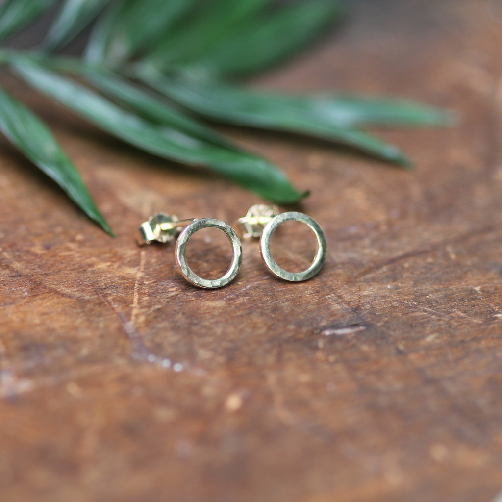 Gold Hammered Solar Earrings