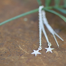 DARCY Silver Star Chain Thread Earrings