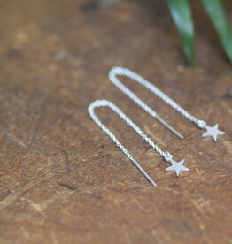 DARCY Silver Star Chain Thread Earrings