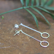 Sterling Silver Ring Chain Drop Earrings
