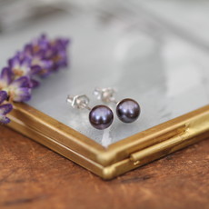 GATSBY Silver Black Freshwater Pearl Earrings