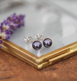 GATSBY Silver Black Freshwater Pearl Earrings