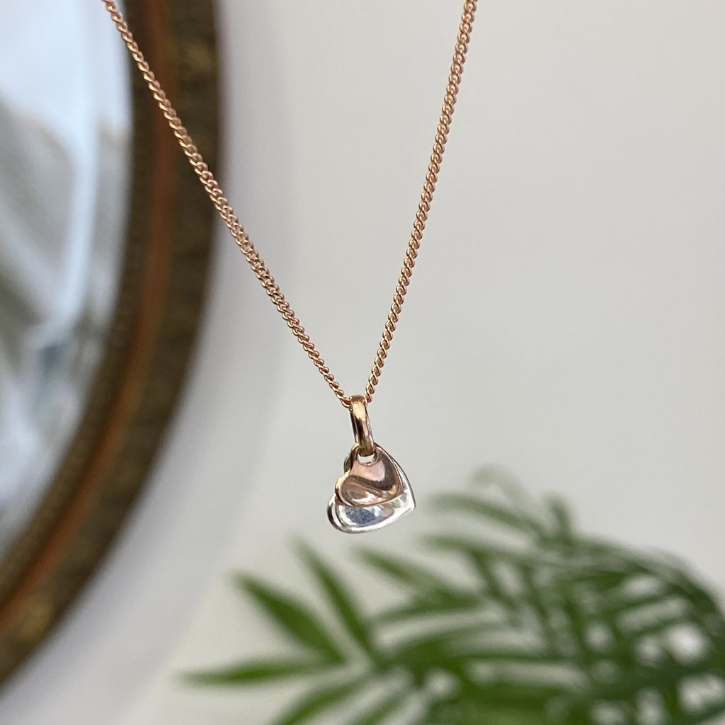 DARCY 9 Carat Rose and White Gold Butterfly Heart Necklace